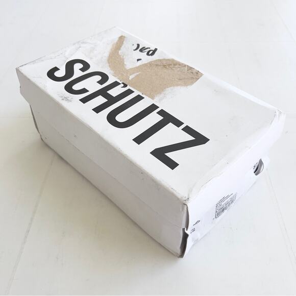 New SCHUTZ Aurora Mid Heel Sandal Women's SIZE 9.5 Gold Metalic Napa Platina - Picture 11 of 12